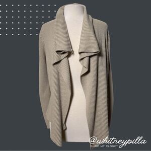 Banana Republic Merino Wool Blend Waterfall Cardigan Tan Ribbed Knit, Size M